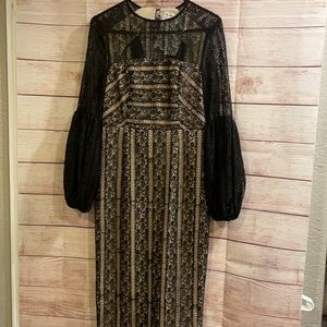 Rebecca Vallance lulu lace gather sleeve dress